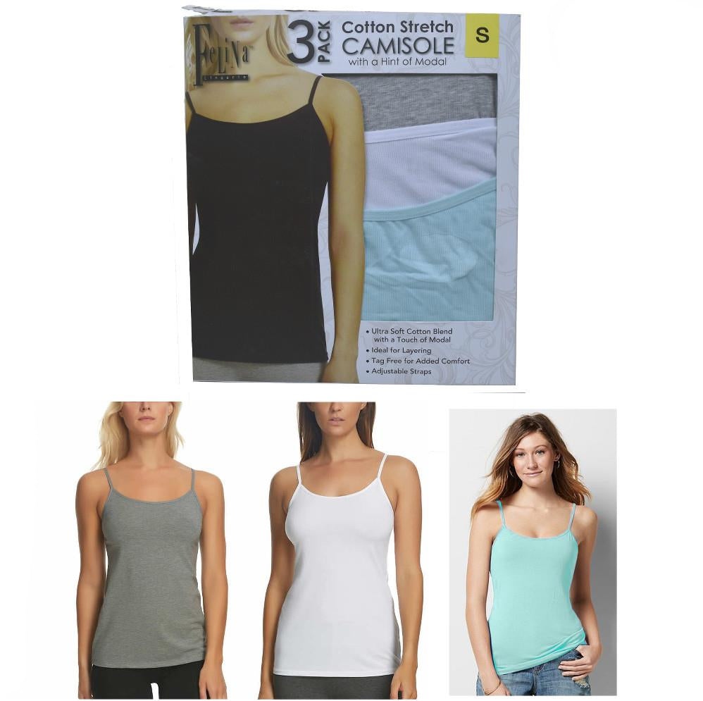 Felina Ladies’ Cotton Stretch (3-pack) Camisole - ADDROS.COM